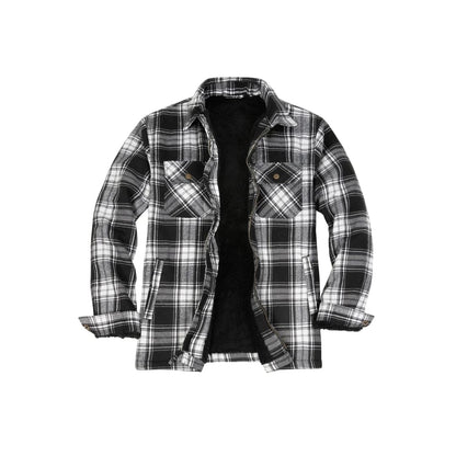 Men’s Matching Family Fleece Lined Black White Shacket | FlannelGo