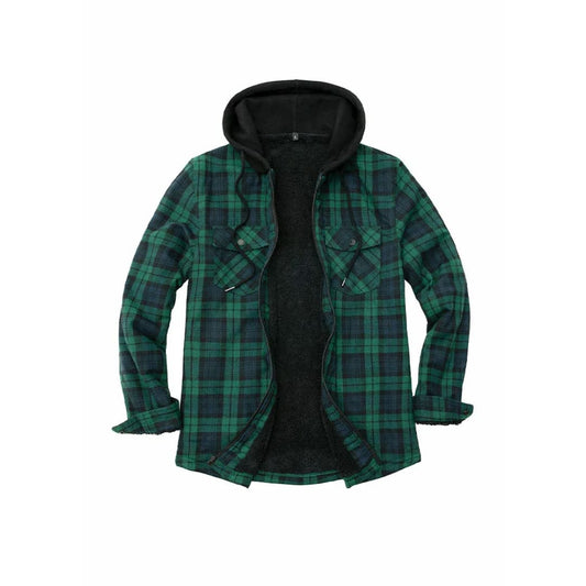 Men’s Matching Family Green Plaid Zip Up Hooded Jacket | FlannelGo