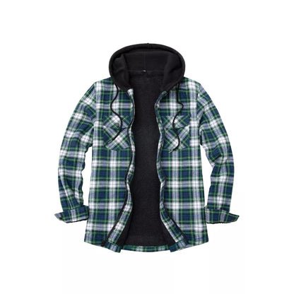 Men’s Matching Family Green Plaid Zip Up Hooded Jacket | FlannelGo