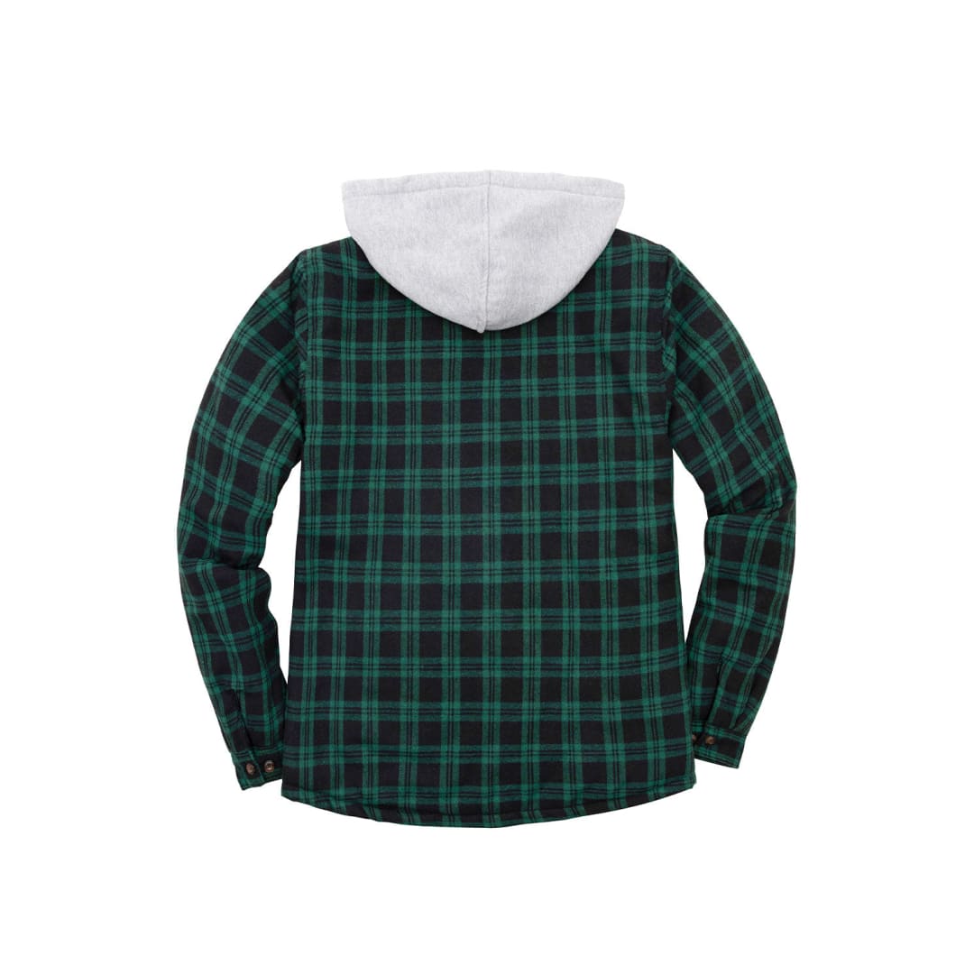 Men’s Matching Family Quilted Lined Green Plaid Hoodie | FlannelGo