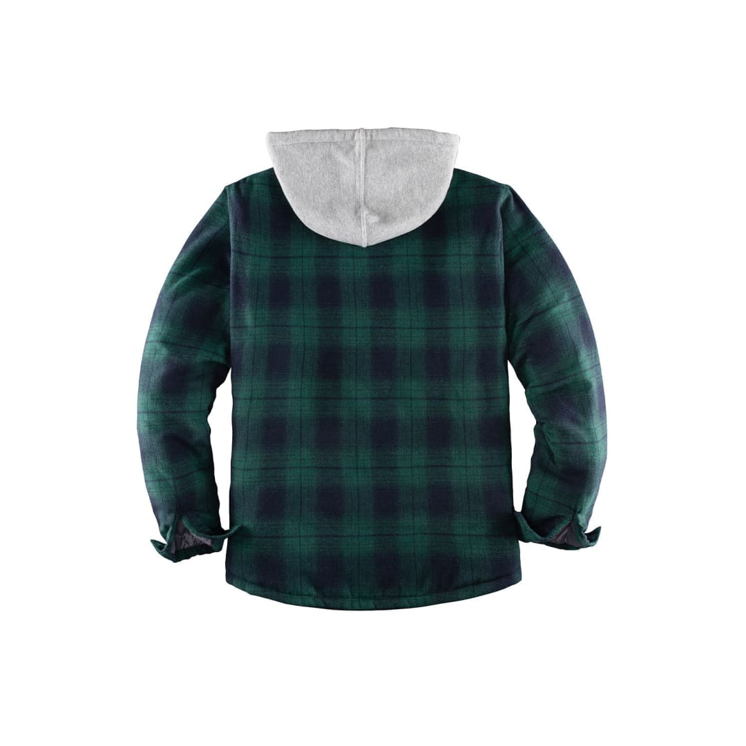 Men’s Matching Family Quilted Lined Green Plaid Hoodie | FlannelGo