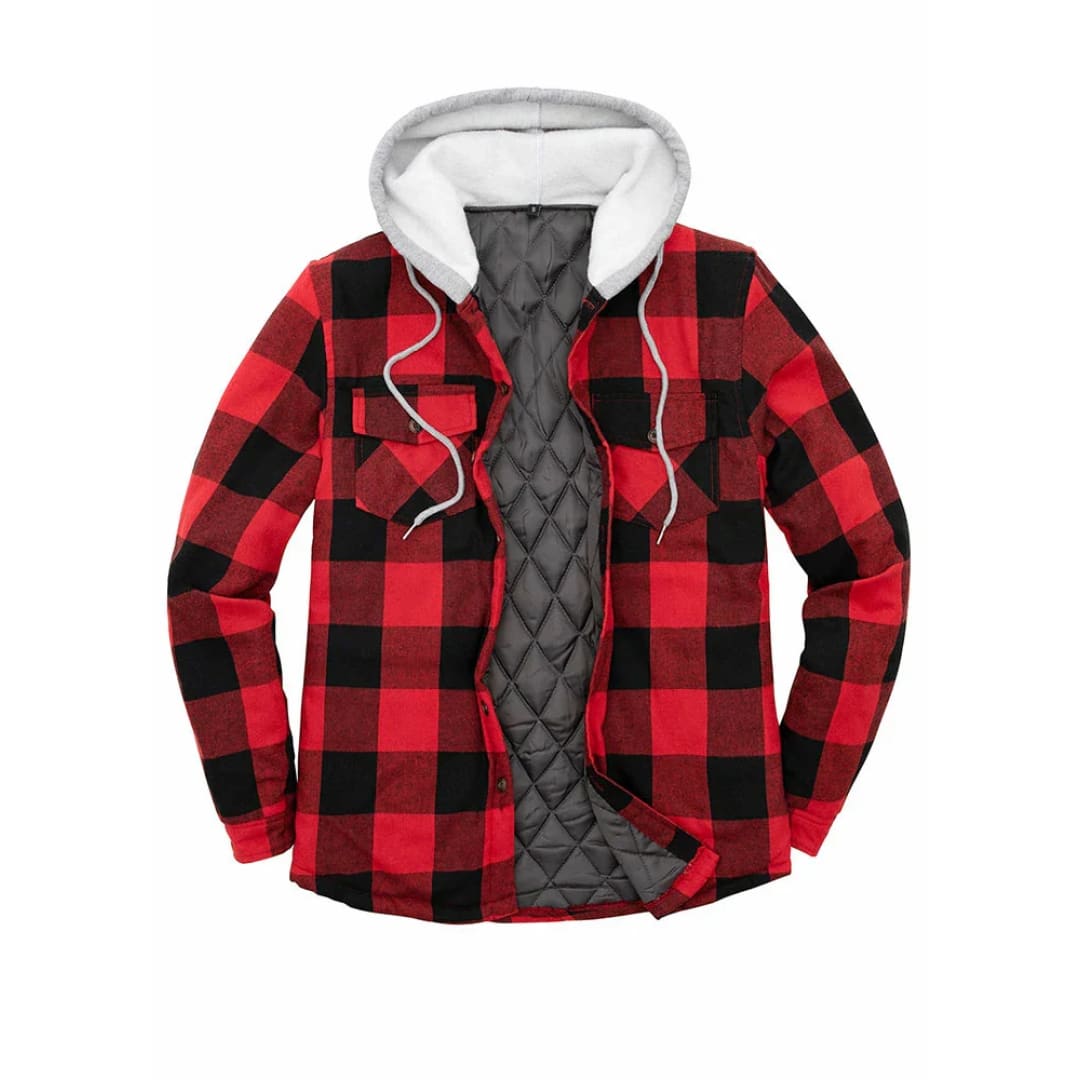 Men’s Matching Family Quilted Lined Red Plaid Hoodie | FlannelGo