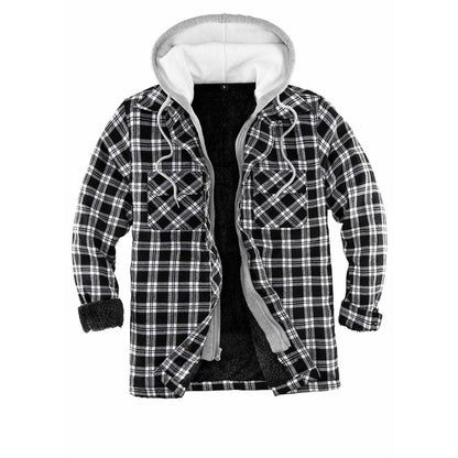 Men’s Matching Family Sherpa Lined Black White Flannel Jacket | FlannelGo