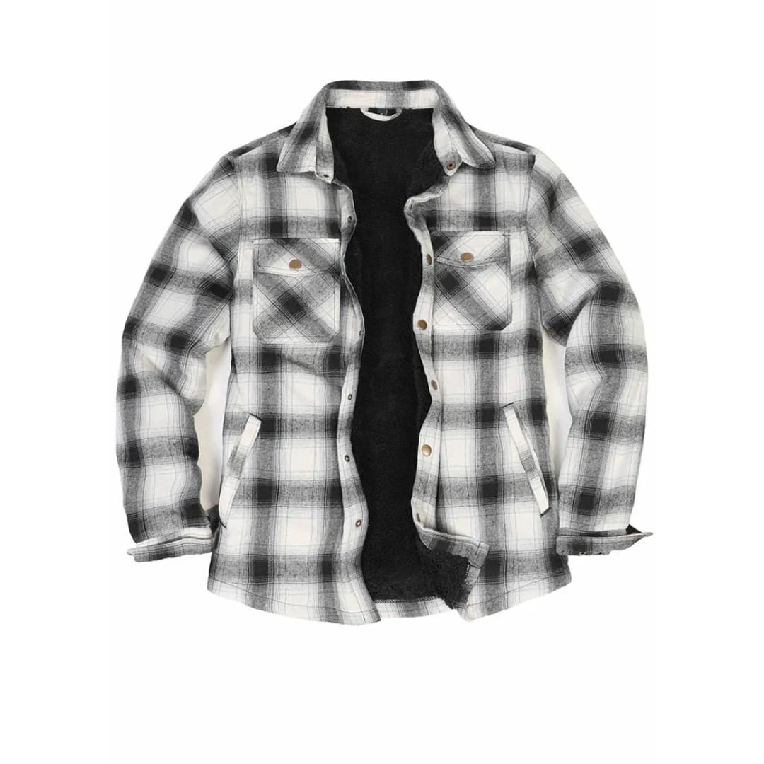 Men’s Matching Family Snap Front Black White Shacket | FlannelGo