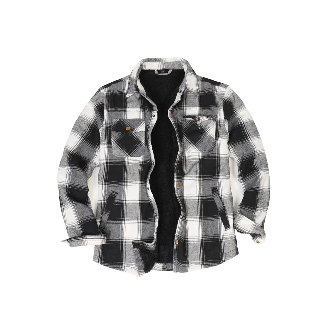 Men’s Matching Family Snap Front Black White Shacket | FlannelGo