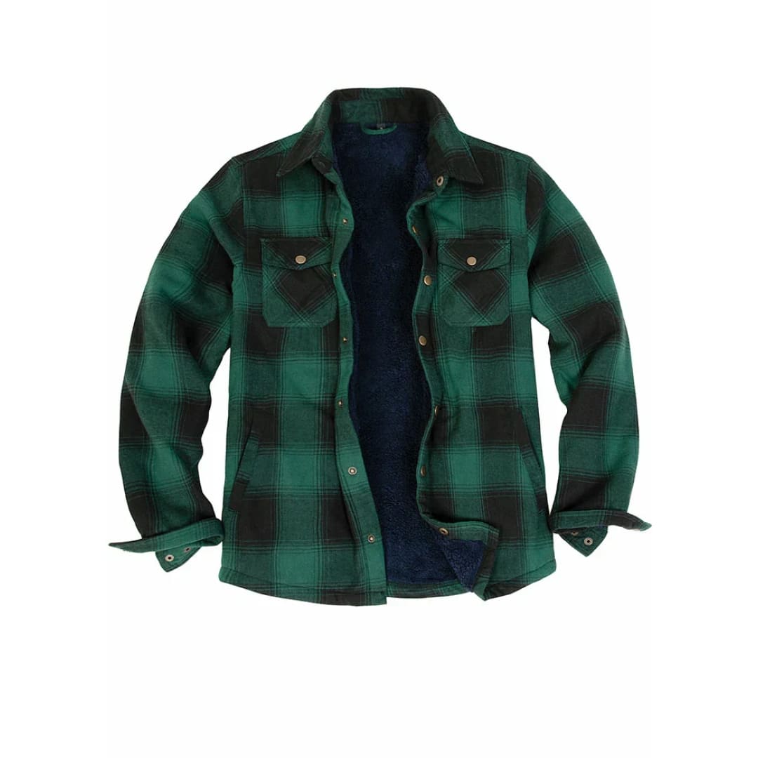 Men’s Matching Family Snap Front Green Plaid Shacket | FlannelGo