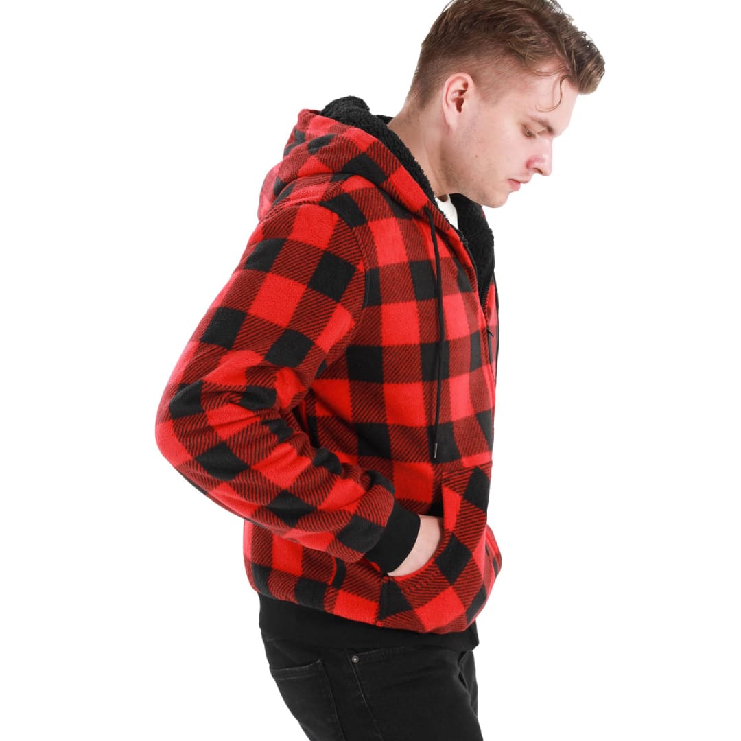 Men’s Matching Family Thick Checkered Red Plaid Hoodie | FlannelGo