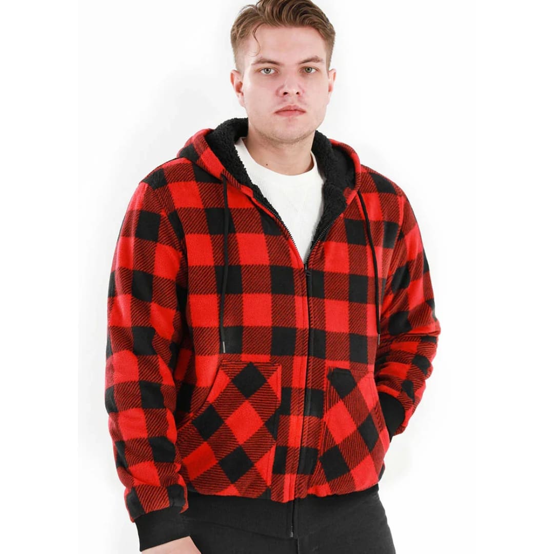 Men’s Matching Family Thick Checkered Red Plaid Hoodie | FlannelGo