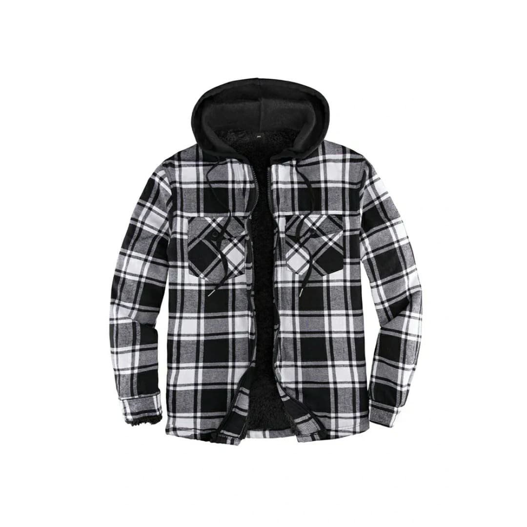 Men’s Sherpa Lined Flannel Shirt Jacket with Hood,Plaid Shirt-Jac | FlannelGo
