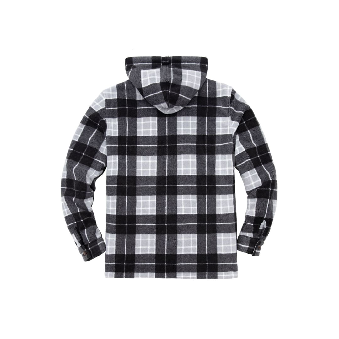 Men’s Sherpa Lined Fleece Plaid Shirt Jacket with Removable Hood | FlannelGo