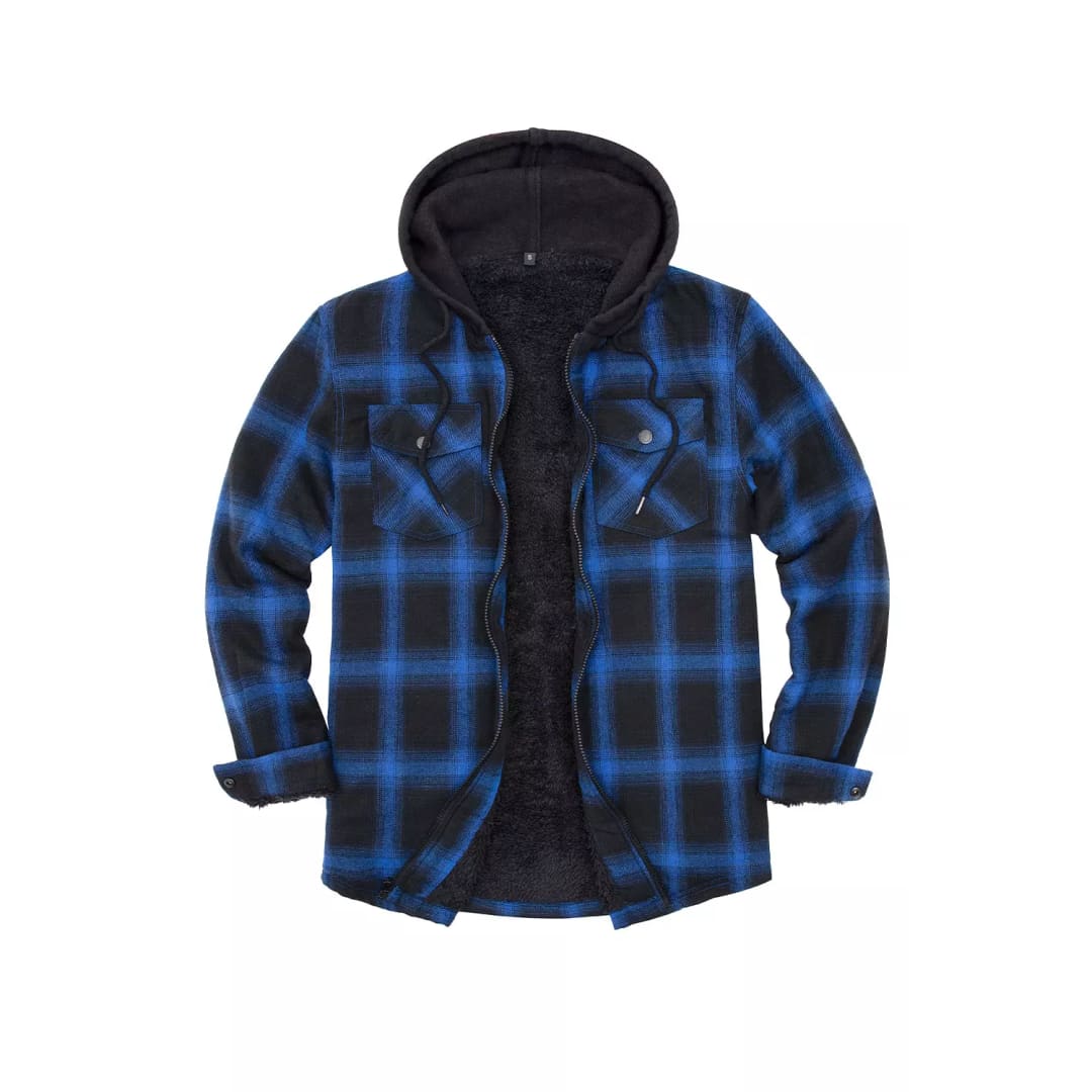 Men’s Sherpa Lined Full Zip Up Plaid Flannel Hooded Jacket | FlannelGo