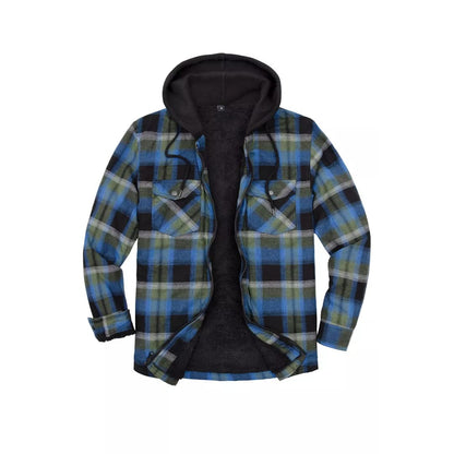 Men’s Sherpa Lined Full Zip Up Plaid Flannel Hooded Jacket | FlannelGo