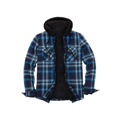 Men’s Sherpa Lined Full Zip Up Plaid Flannel Hooded Jacket | FlannelGo