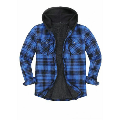 Men’s Sherpa Lined Full Zip Up Plaid Flannel Hooded Jacket | FlannelGo