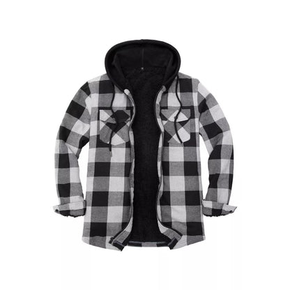 Men’s Sherpa Lined Full Zip Up Plaid Flannel Hooded Jacket | FlannelGo