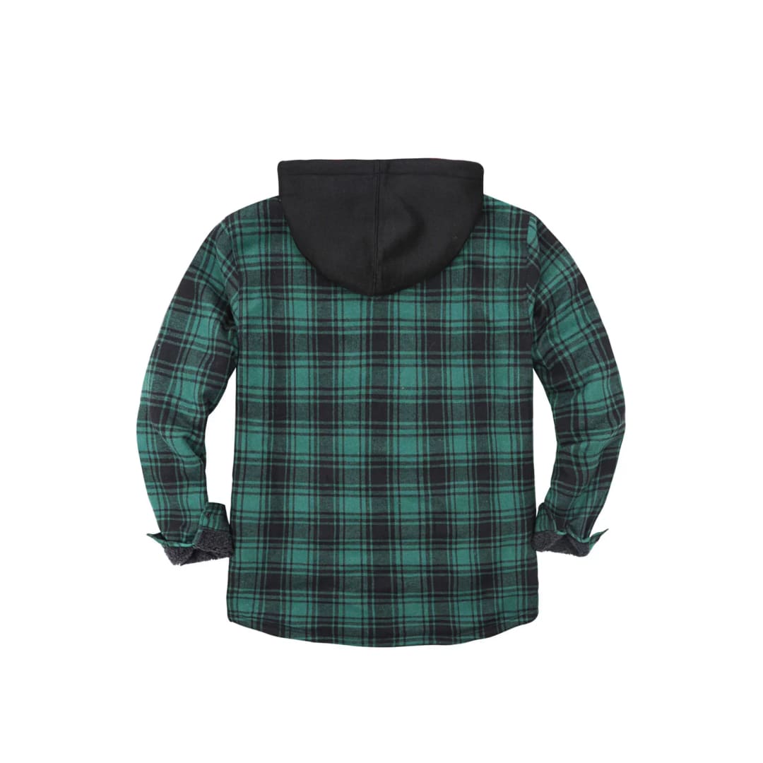 Men’s Sherpa Lined Full Zip Up Plaid Flannel Hooded Jacket | FlannelGo