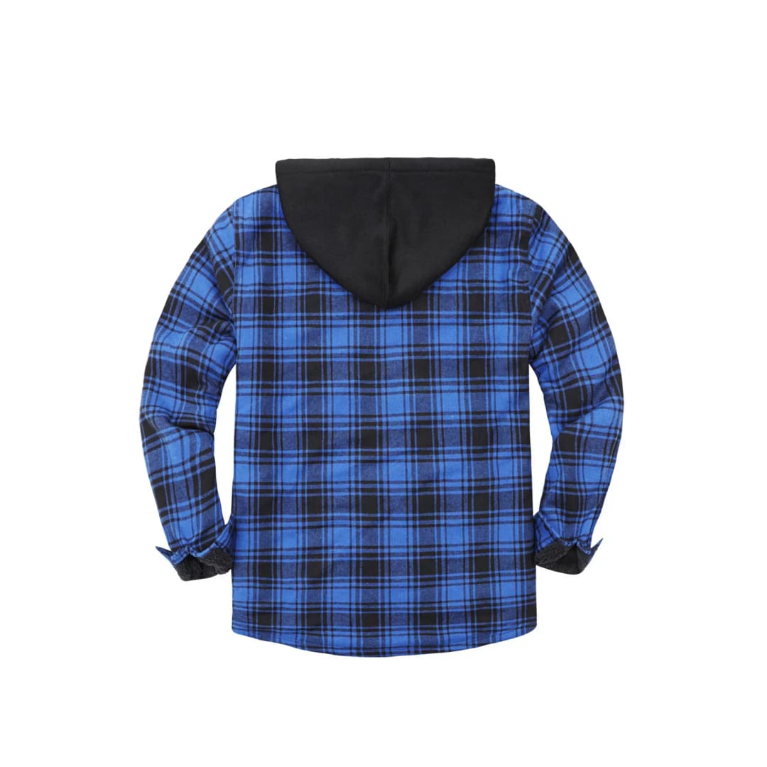 Men’s Sherpa Lined Full Zip Up Plaid Flannel Hooded Jacket | FlannelGo