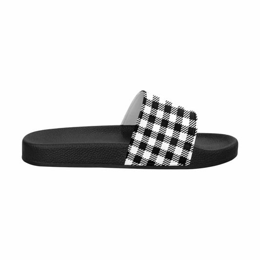 Mens Slide Sandals Buffalo Plaid Black And White | IAA | inQue.Style