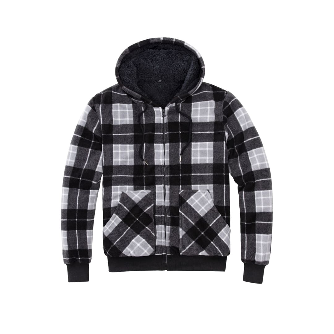 Men’s Thick Sherpa Lined Checkered Plaid Hoodie Jacket,Warm Sweatshirt | FlannelGo