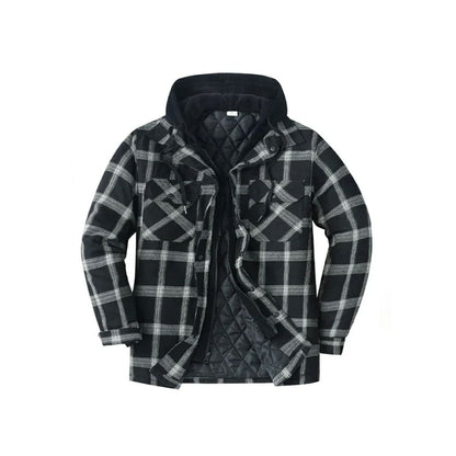 Men’s Thicken Plaid Hooded Flannel Shirt Jacket with Quilted Lined | FlannelGo