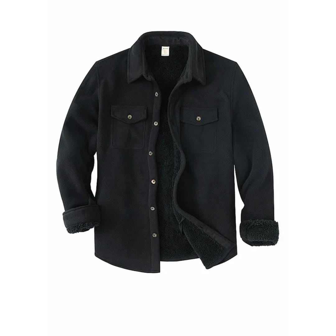 Men’s Warm Sherpa Lined Twill Fleece Shirt Jacket | FlannelGo