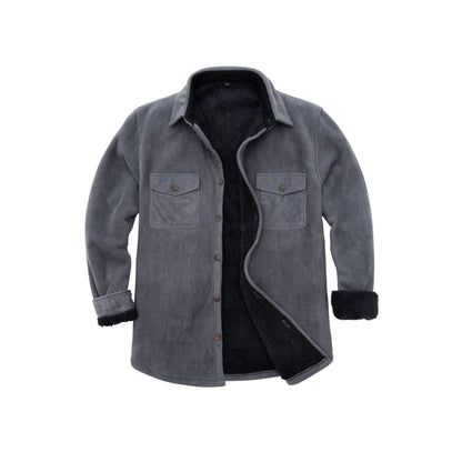 Men’s Warm Sherpa Lined Twill Fleece Shirt Jacket | FlannelGo