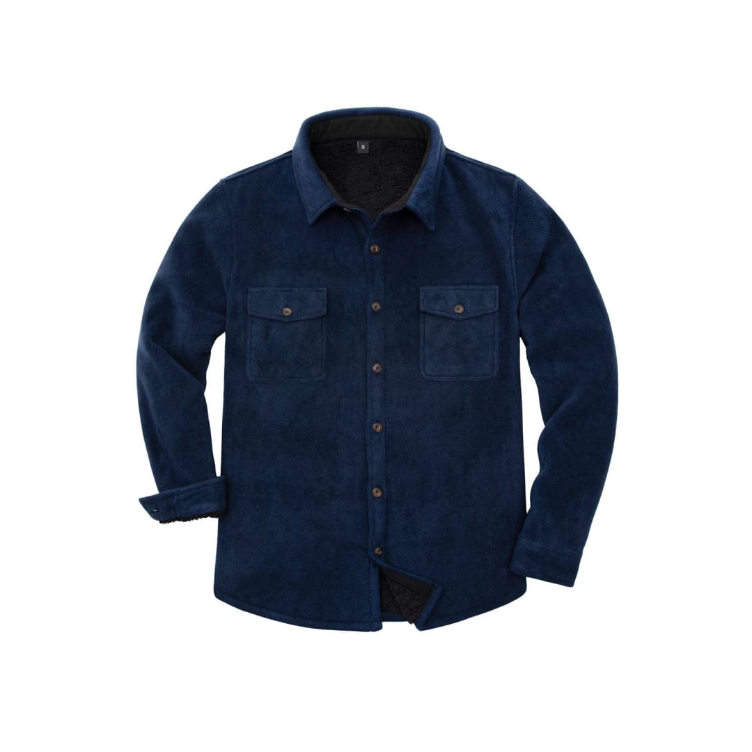 Men’s Warm Sherpa Lined Twill Fleece Shirt Jacket | FlannelGo