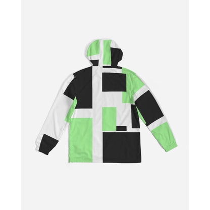 Mens Windbreaker - Hooded / Green Tricolor | IKIN | inQue.Style