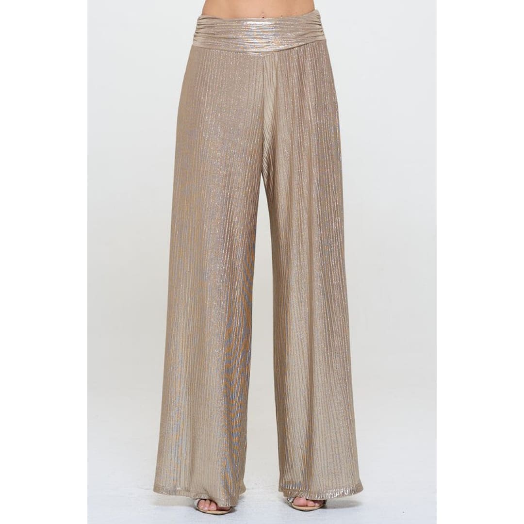 Metallic Pants w/ Elastic Waist | The Urban Clothing Shop™