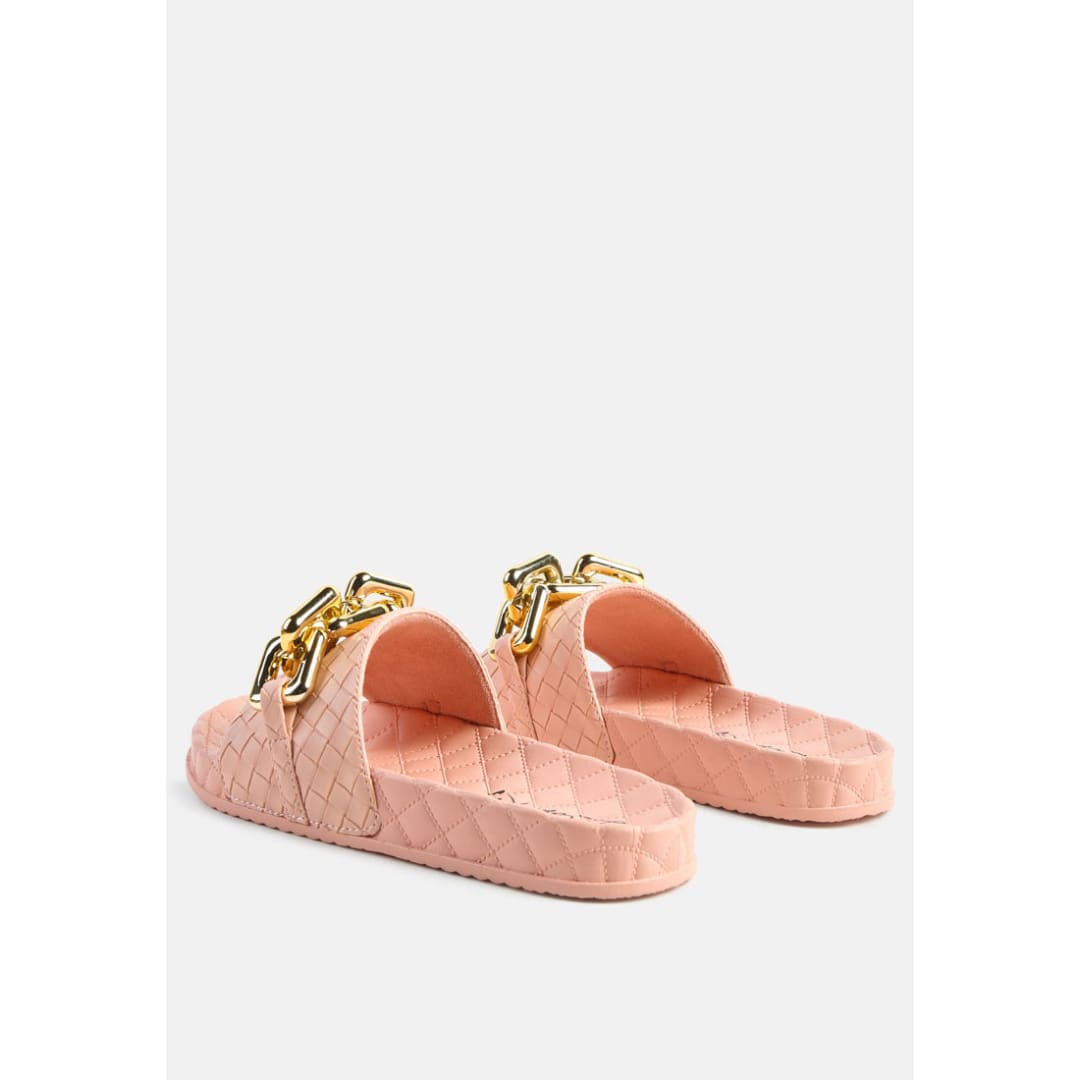 miami shot bling chain strap woven slip on flats | London Rag