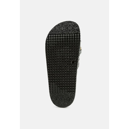 miami shot bling chain strap woven slip on flats | London Rag