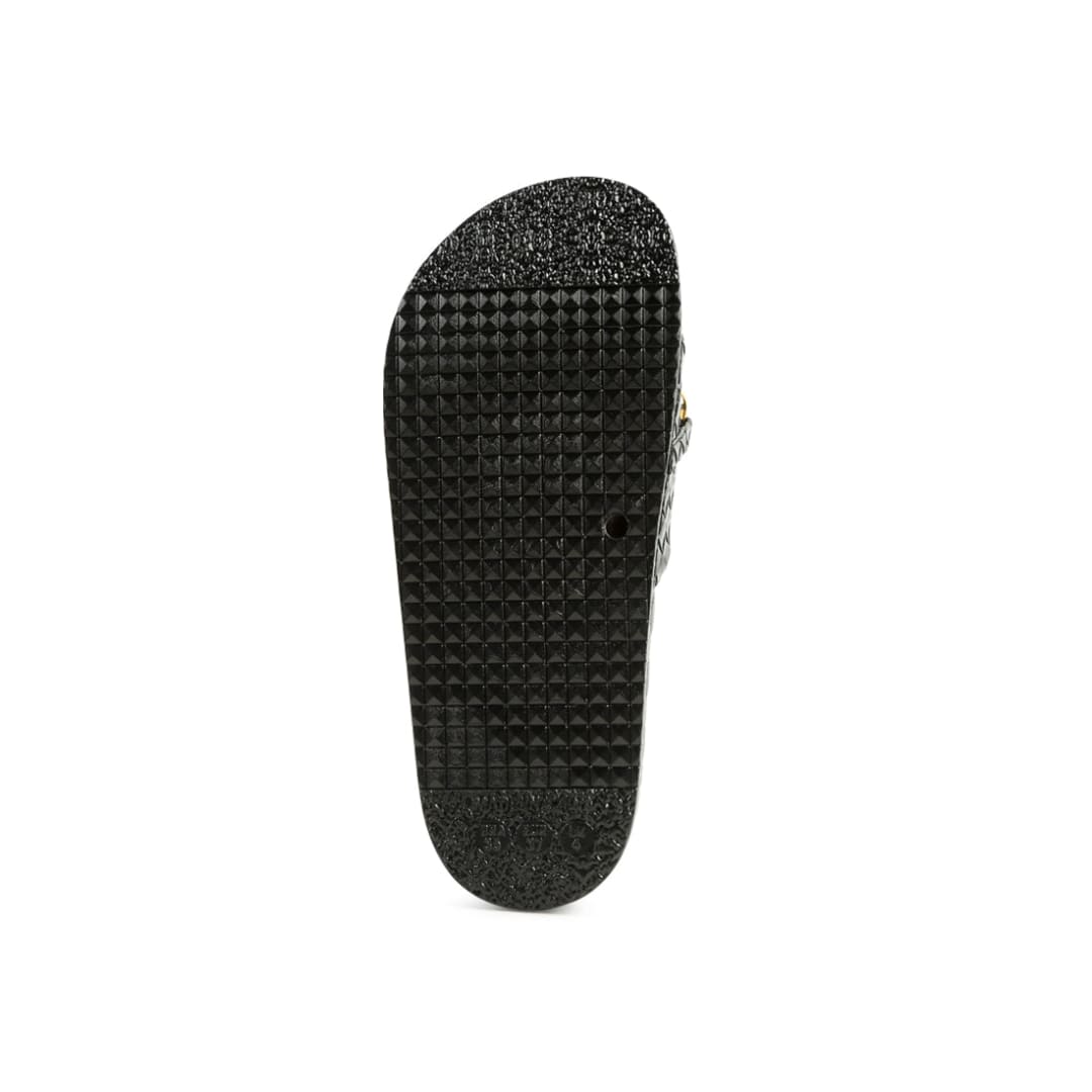 miami shot bling chain strap woven slip on flats | London Rag