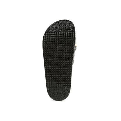 miami shot bling chain strap woven slip on flats | London Rag