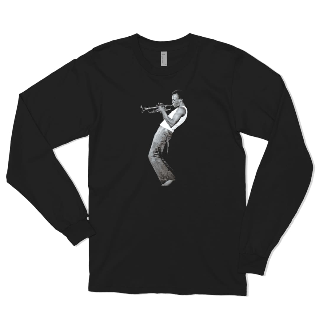 Miles Davis Playing his Trumpet Artwork Long Sleeve Shirt | Art-O-Rama Shop