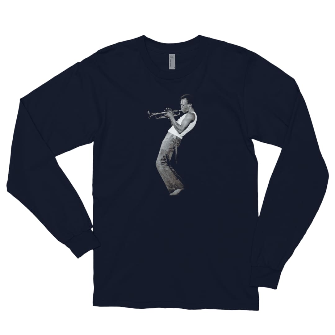 Miles Davis Playing his Trumpet Artwork Long Sleeve Shirt | Art-O-Rama Shop