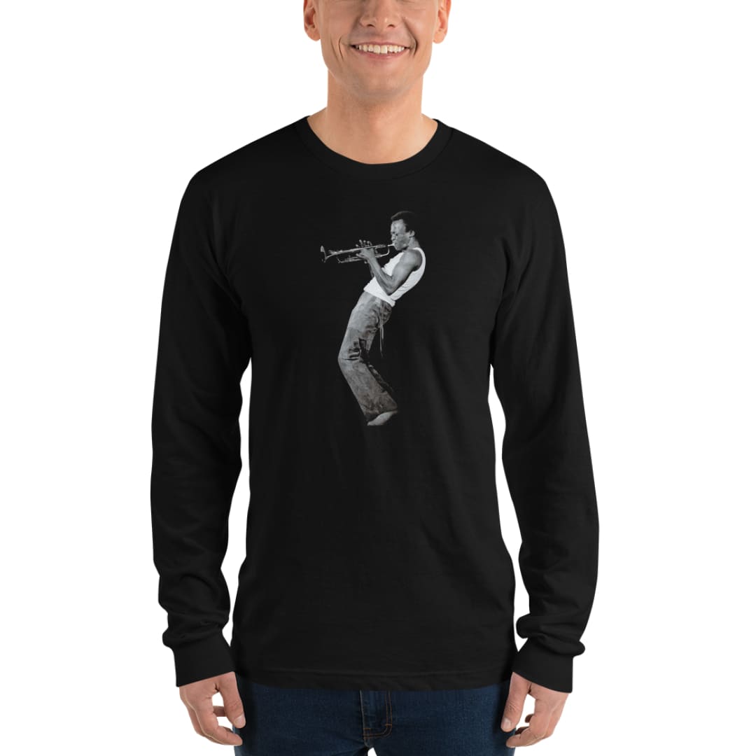 Miles Davis Playing his Trumpet Artwork Long Sleeve Shirt | Art-O-Rama Shop