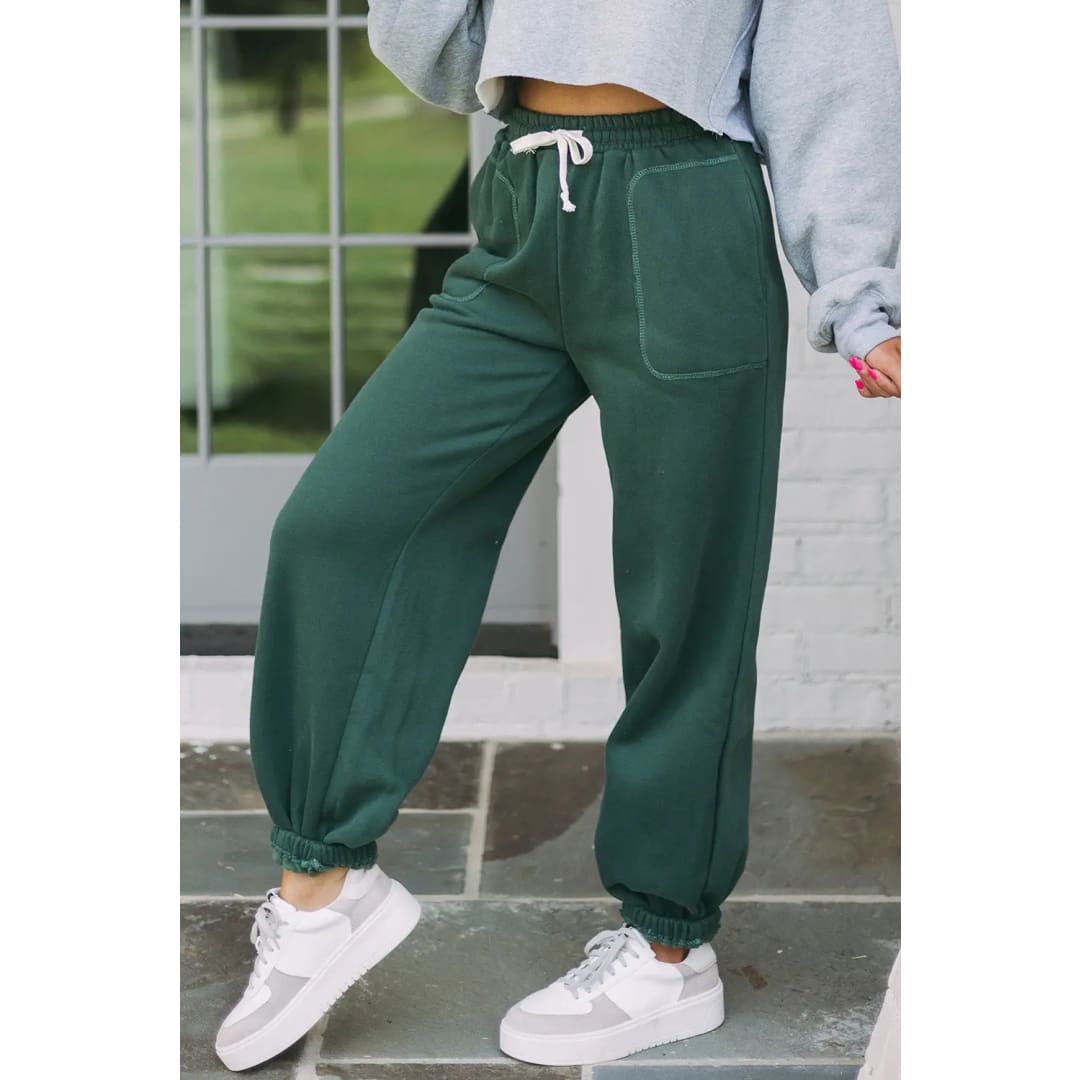 Mist Green Drawstring Waist Casual Jogger Pants | Fashionfitz