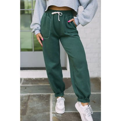 Mist Green Drawstring Waist Casual Jogger Pants | Fashionfitz