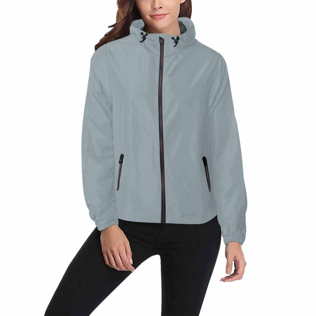 Misty Blue Gray Hooded Windbreaker Jacket - Men / Women | IAA | inQue.Style