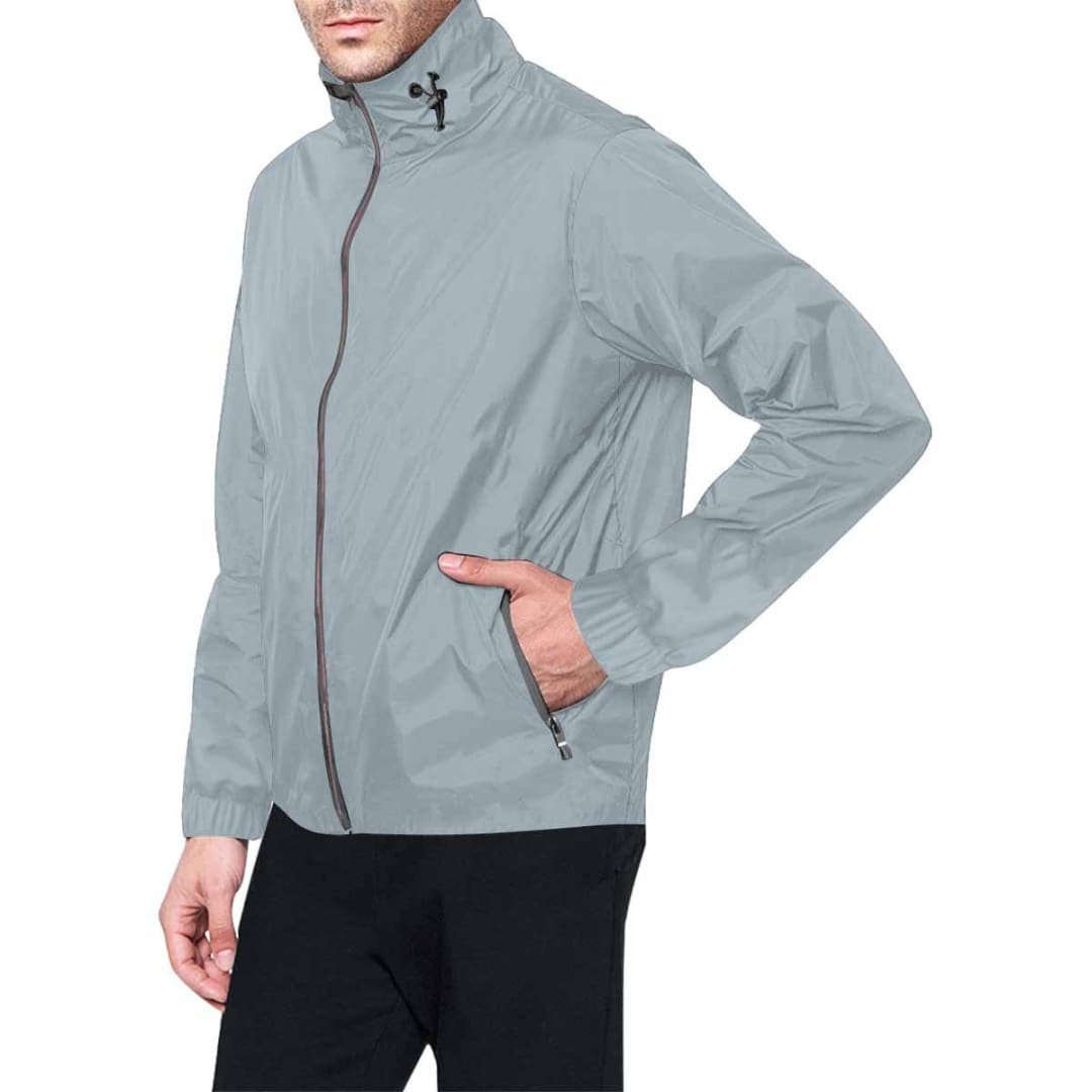 Misty Blue Gray Hooded Windbreaker Jacket - Men / Women | IAA | inQue.Style