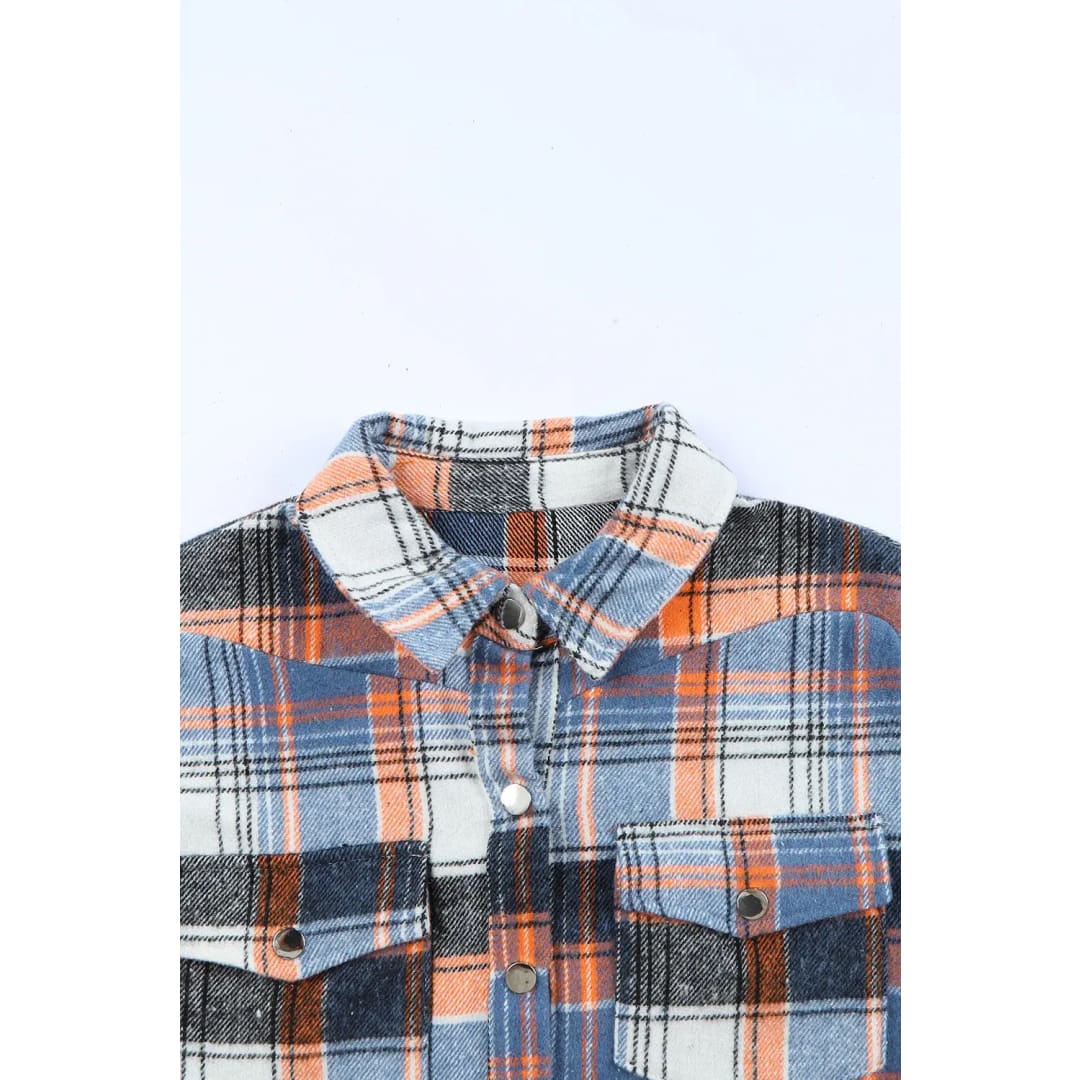 Multicolor Plaid Button Down Ruffled Shirt Jacket | Fashionfitz