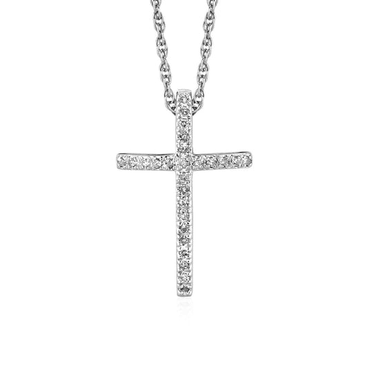 Narrow Cross Pendant with Diamonds in Sterling Silver | Richard Cannon Jewelry