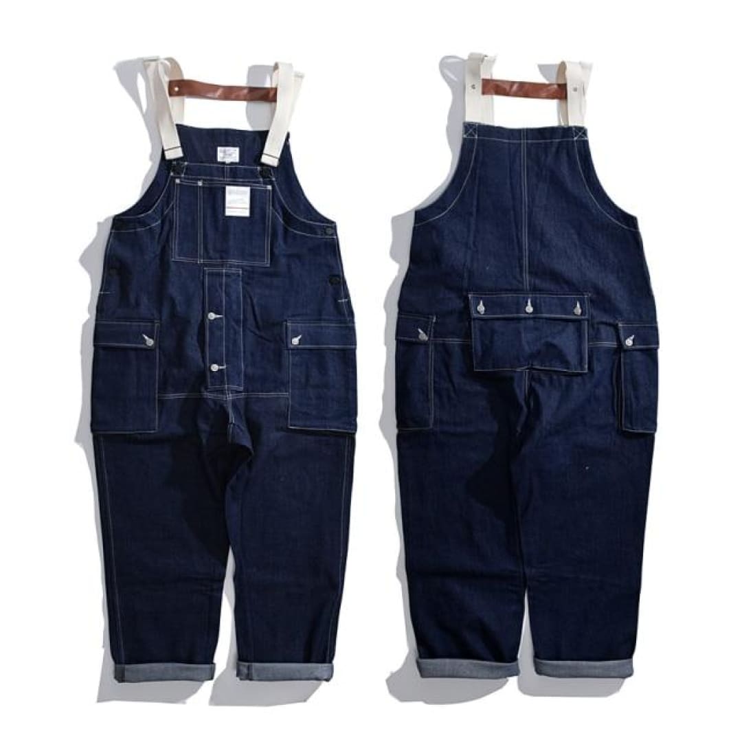 Navy Oxford Denim Cargo Overalls Romper | The Urban Clothing Shop™