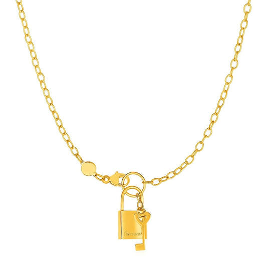 Necklace with Lock and Key in 14k Yellow Gold | Richard Cannon Jewelry