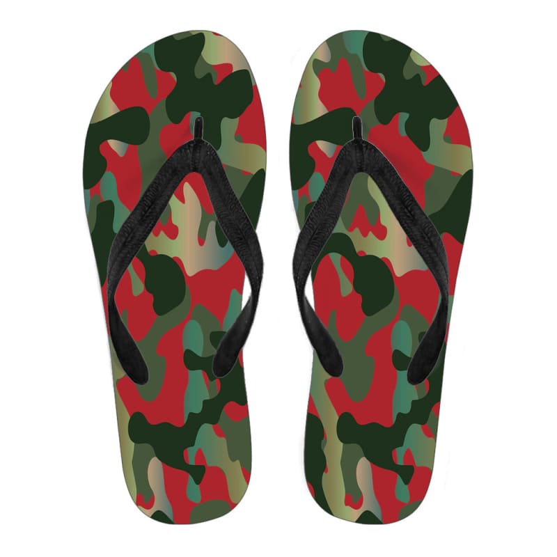 Red And Neon Camouflage Women’s Flip Flops | The Urban Clothing Shop™