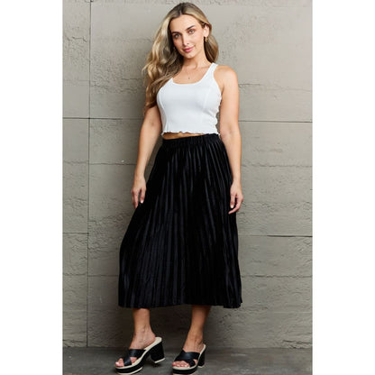 Ninexis Accordion Pleated Flowy Midi Skirt | The Urban Clothing Shop™