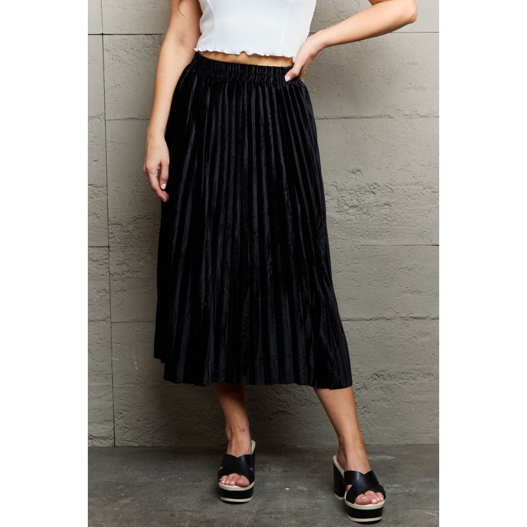 Ninexis Accordion Pleated Flowy Midi Skirt | The Urban Clothing Shop™