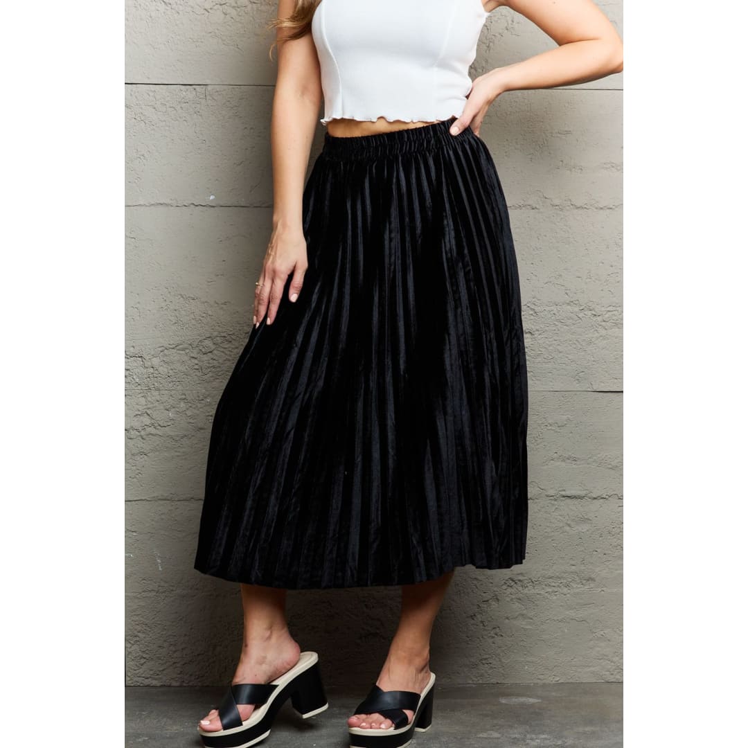 Ninexis Accordion Pleated Flowy Midi Skirt | The Urban Clothing Shop™