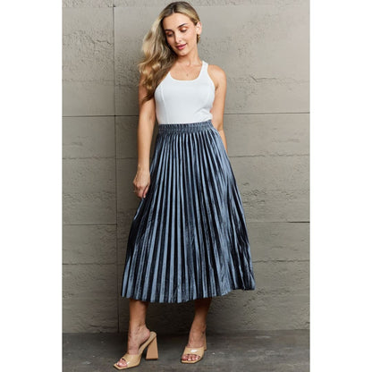 Ninexis Accordion Pleated Flowy Midi Skirt | The Urban Clothing Shop™