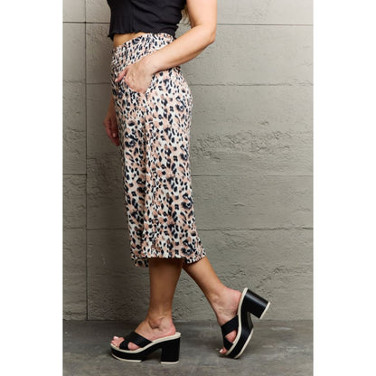 Ninexis Leopard High Waist Flowy Wide Leg Pants with Pockets | The Urban Clothing Shop™